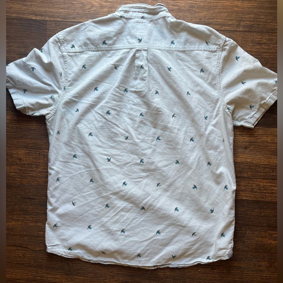 Men's VANS Shirt Gray Parrot Bird XL Pocket TIKI Beach Summer Skate Tropical - Picture 10 of 14